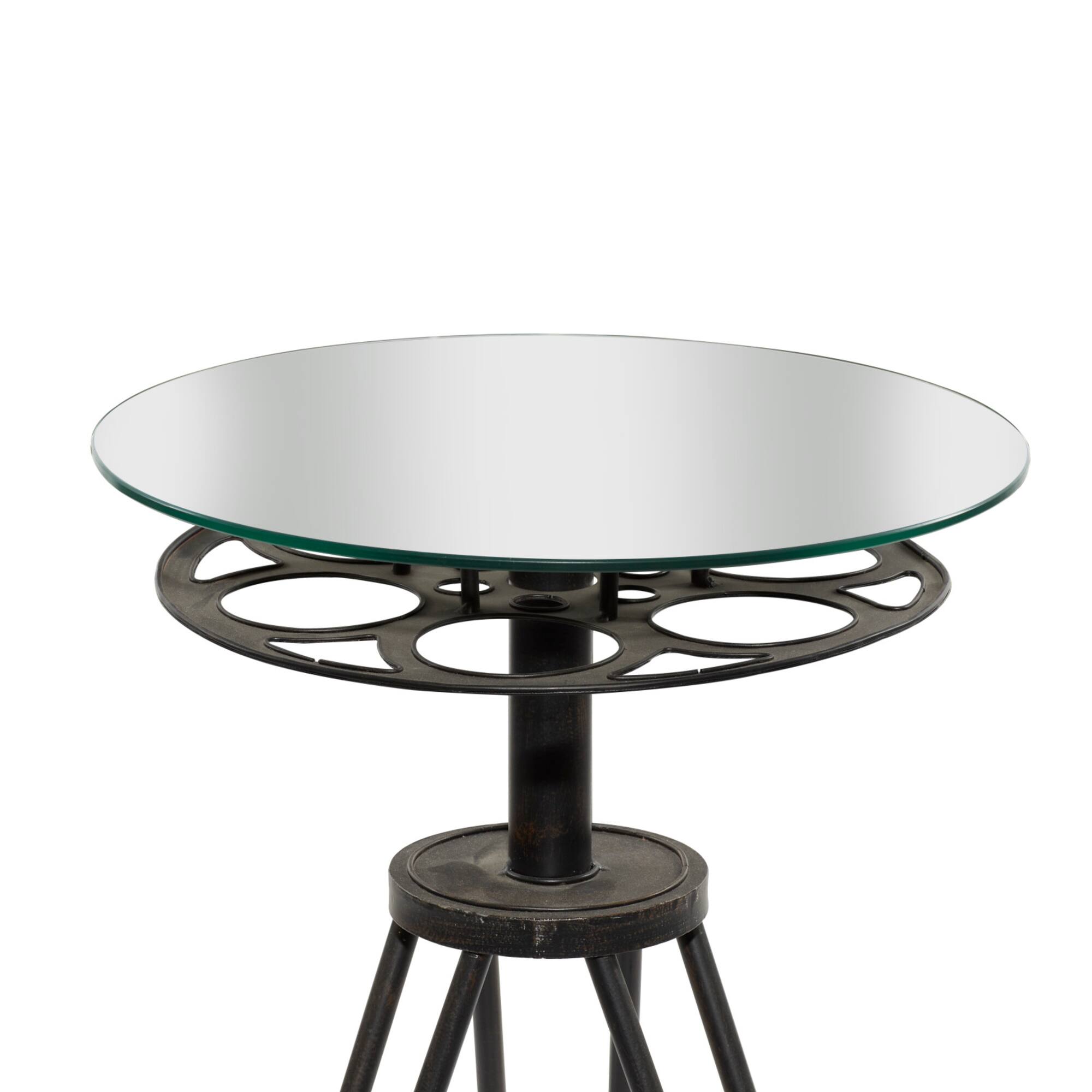 Black Glass & Metal Eclectic Accent Table